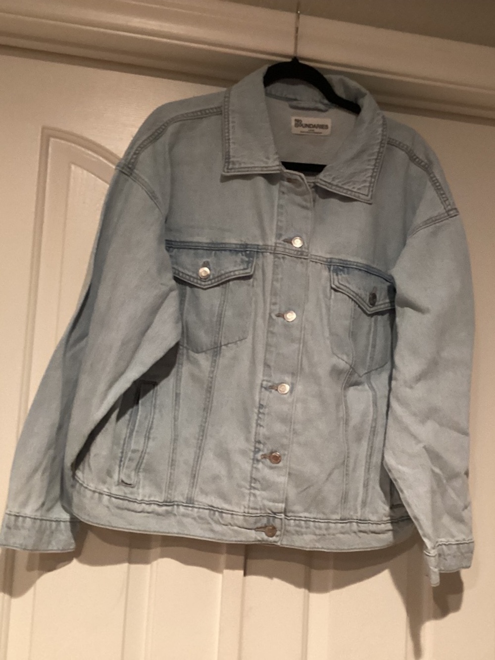 No Boundaries Women Denim Jacket, Size Large, Color Blue NWT